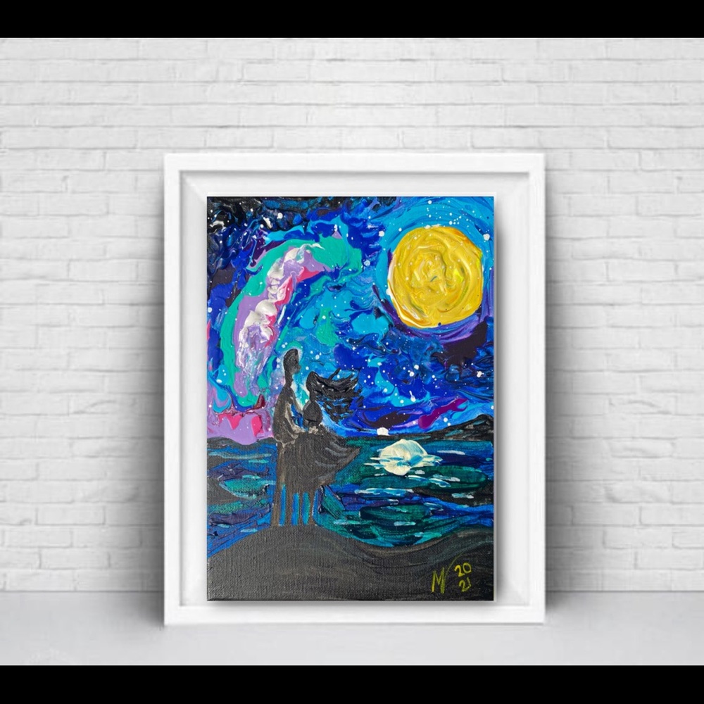 Couple in Love Painting Love Story Original Art Acrylic Small Canvas 10x8 Lovers - Picture 10 of 10